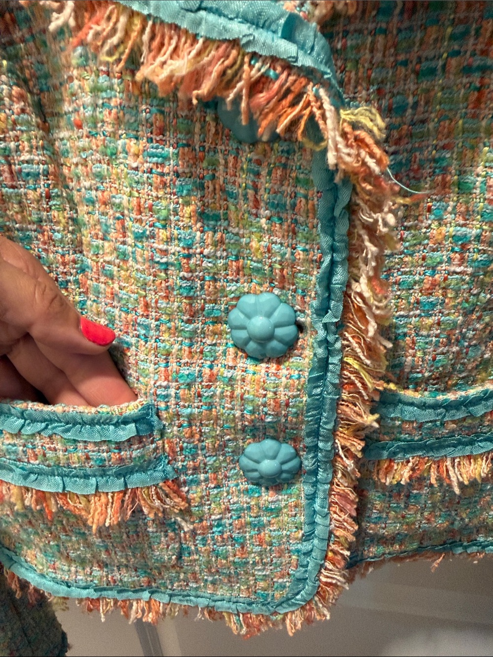 Cynthia Steffe⎼Multi-Color Tweed Cropped Blazer, Sz S - Picture 2 of 5
